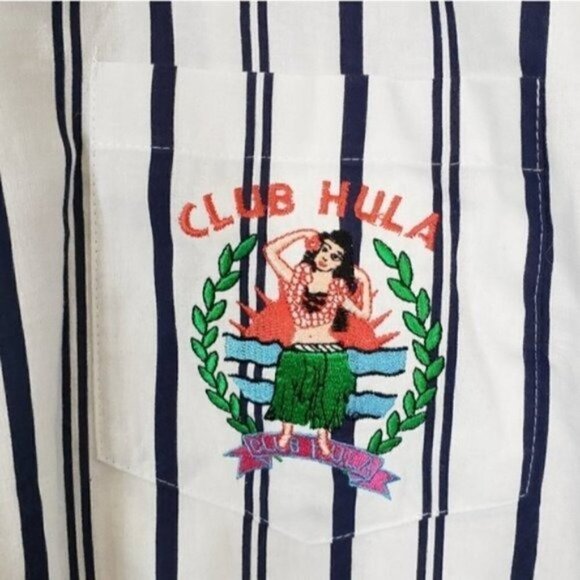 NWT Vintage Gitano | Club Hula Striped Short Sleeve Camp Shirt Size Small - Picture 4 of 6